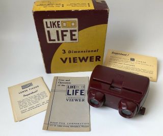 Like Life 3 Dimensional Viewer Vintage Deep - Vue Box For Stereo Slides