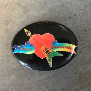 Rare Vintage 70s Tom Petty The Heartbreakers Pinback Oval Promo Button Pin Badge