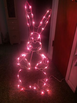 Vtg Lighted Wired Easter Bunny Silhouette Indoor Window,  House Decoration 37 " Lbox