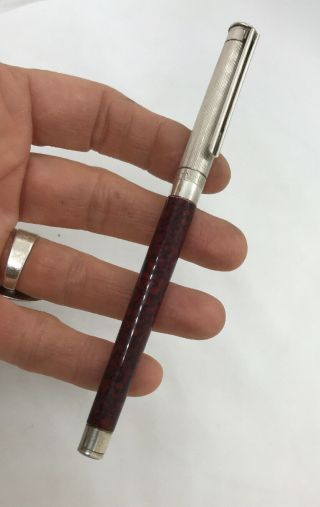 Montblanc Noblesse Oblige Red Marble & Sterling Fountain Pen 18kt Nib