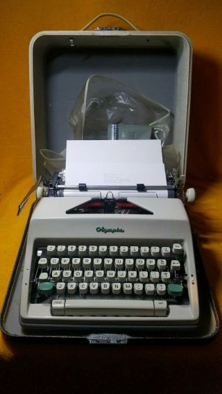 Vintage Olympia Sm9 Portable Typewriter With Case With Key & More