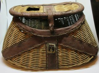 Vintage Fishing Creel Wicker Basket Antique