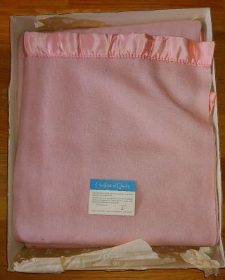 Vintage Nashua Pink Wool Blanket In North Star Beauty Nap Blanket Box 72 X 90