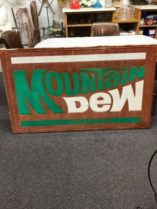 Giant 34 Inch X 58 Inch Vintage Mountain Dew Sign