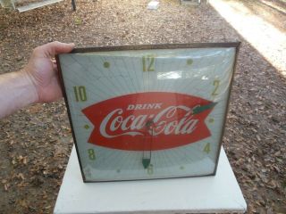 Vintage Coca - Cola Coke Fish Tail Advertising Clock Sign Pam Clock