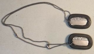 Vintage Ww2 Us Military Dog Tags With Chain And Rubber Covers 84c
