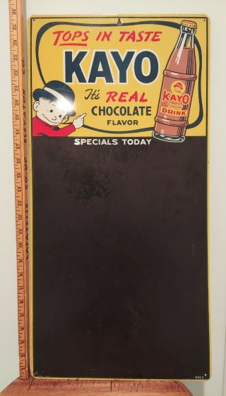 Vintage Kayo Chocolate Flavored Soda Chalkboard Advertisement Sign