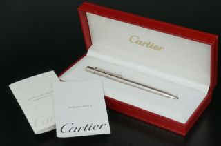 Cartier St150146 Must Silver Ballpoint Pen W/box C69