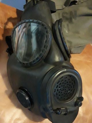 Vintage Wwii Us Navy Ndo Mark 1 Black Gas Mask / Pouch