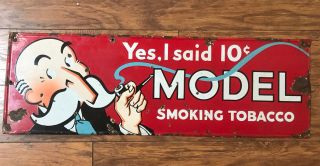 Vintage Porcelain Metal Model Smoking Tobacco Sign Professor 34”x 11 1/4”