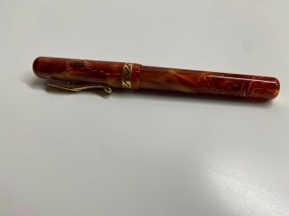 Visconti Firenze Fountian Pen,  Red/orange,  Fine,  18k Gold Nib