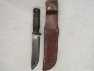 Vintage Wwii Us Cattaraugus 225q Commando Knife Wirh Sheath