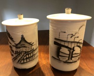 Vintage Japanese Tea Cups With Lids Beautifully Hand Painted