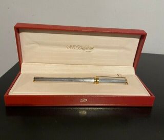 S.  T.  Dupont Montparnasse Chairman Fountain Pen In Silver With 18k Gold Nib Vgc