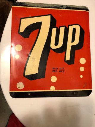 7 - Up Metal Soda Pop Sign 9 3/4” X 8 1/4“