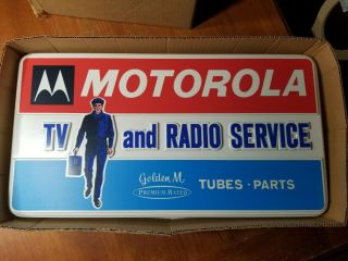 Vintage Motorola Tv & Radio Service Dealer Sign,  Plastic,  Lighted,  Chain Hangers