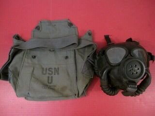 Wwii Era Us Navy Usn Nd Mark Iv Gas Mask & Canvas Carry Bag - Dtd 1945 - 3