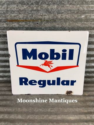 1960’s Mobil Regular Porcelain Gas Pump Plate Sign