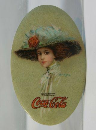 1910 Coca - Cola Celluloid Advertising Pocket Mirror - Hamilton King Coke Girl
