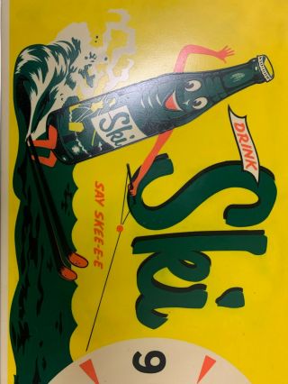 Vintage Pam Clock Ski " Drink Ski Say Skee - E - E " Soda Pop Illuminating Light