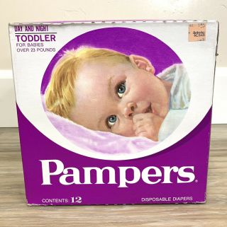 Vintage 1970s Day & Night Pampers Toddler Over 23 Lbs.