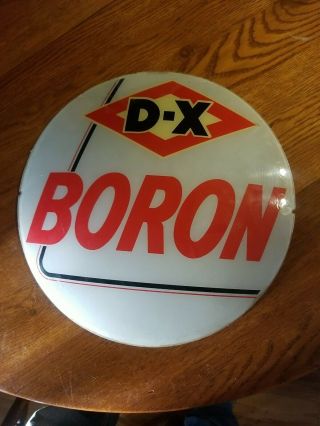 Vintage Boron Dx Gas Pump Globe Lens Glass Top Sign