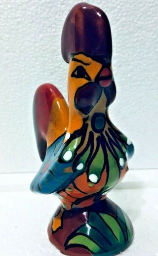 Mexican Talavera Pottery Animal Rooster Folk Art Bird 4.  75 "