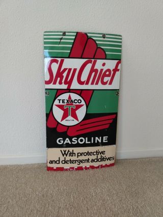 Vintage 1958 Sky Chief Texaco Petrox Gasoline Gas Oil Pump Sign