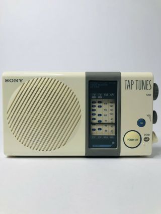 Sony Shower Tap Tunes Am Fm Radio Icf - S76w Vintage Tv Hi Low 4 Band Receiver