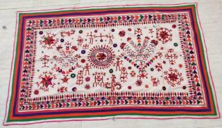 69 " X 43 " Handmade Embroidery Old Tribal Ethnic Wall Hanging Decor Tapestry