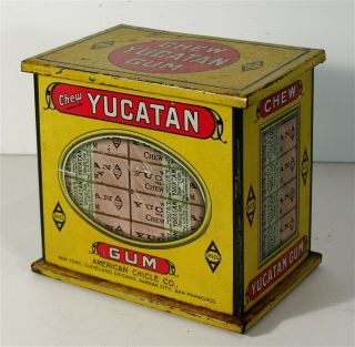 1917 Yucatan Chewing Gum Tin Lithograph Countertop Display Tin Country Store