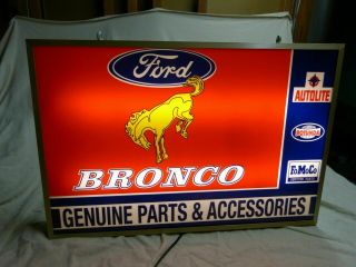 Large Ford Bronco Parts & Service Dealership Lighted Window Display Sign