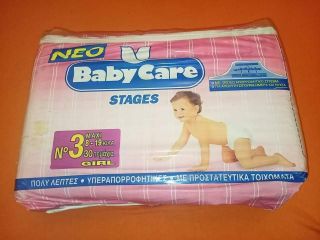 Vintage Baby Care Stages No 3 Girl 8 - 19kg 30 Maxi Plastic Diapers