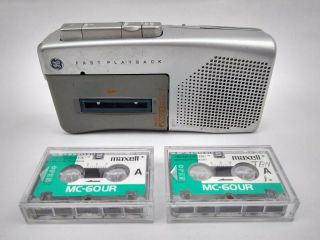 Vintage Ge 3 - 5377a Microcassette Voice Recorder & Player W/ Tapes