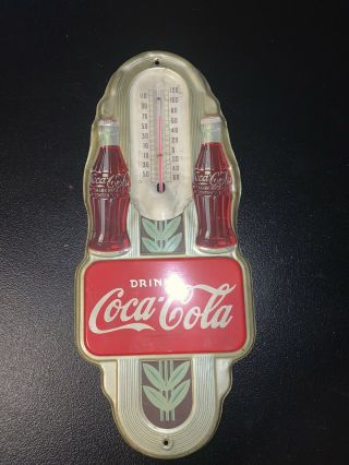 Vintage 1942 Coca Cola Twin Bottle Tin Thermometer World War 2 Era Real Origianl
