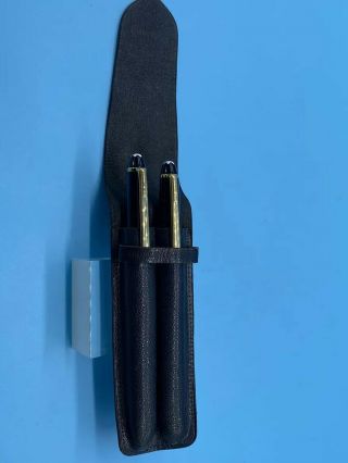 Mont Blanc Meisterstuck Ballpoint Pen And Pencil Set Authentic W/ Double Leather
