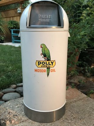 Vintage Polly Oil Bullet Style Dome Top Industrial Trash Can