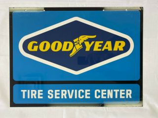 Vintage Goodyear Tire Service Center Double Sided Metal Sign