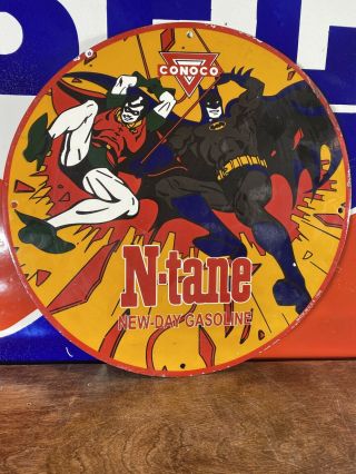 Large Vintage Style 1966 " Conoco N - Tane " Batman & Robin - Day Gasoline 18 Inch