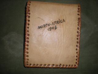 Ww2 Rare 1943 North Africa Theater - Made Leather Cigarette Case Minty