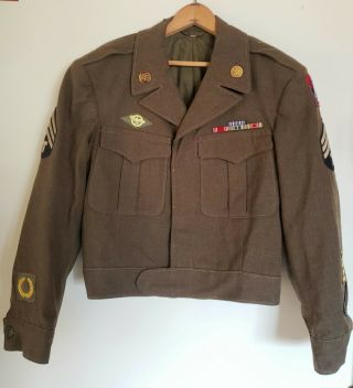 Estate Orig.  1944 Ww2 Ike Jacket M44 Eto With Patches Ex.  Us Army A5