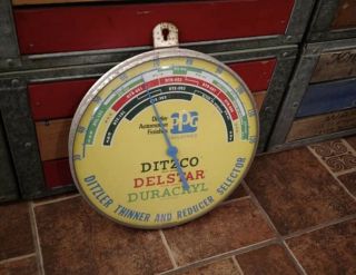 Vintage (ppg) Ditzler Paints Glass Face Thermometer 12”