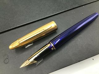 Waterman Edson Fountain Pen Gold Trim Blue Sapphire Translucent 18k Medium Nib 2