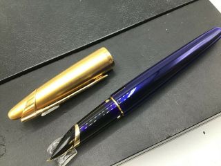 Waterman Edson Fountain Pen Gold Trim Blue Sapphire Translucent 18k Medium Nib 4