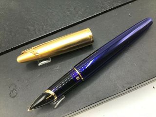 Waterman Edson Fountain Pen Gold Trim Blue Sapphire Translucent 18k Medium Nib 5