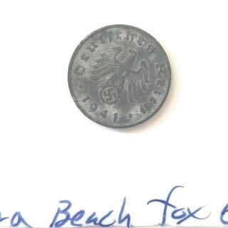 Ww2 1941 German Coin Recovered From Fox Green Sector Omaha Beach D - Day