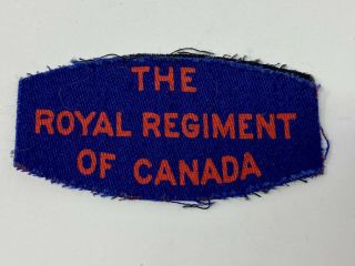Royal Regiment Of Canada Shoulder Title Insignia Canada Canadian Wwii Ww2 Canvas