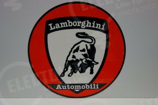 Lamborghini Vintage Steel Enamel Dealership Sign.  Huge 20 " In Diameter
