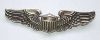 Wwii Us Army Air Force Sterling 3 " Pilot Wings Pin Back Usaaf Meyer