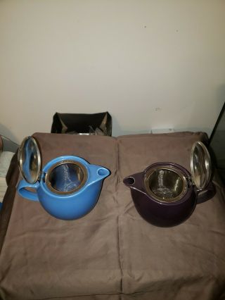 Vintage Japanese Tea Pots Blue and Purple BEEHOUSE Japan 3